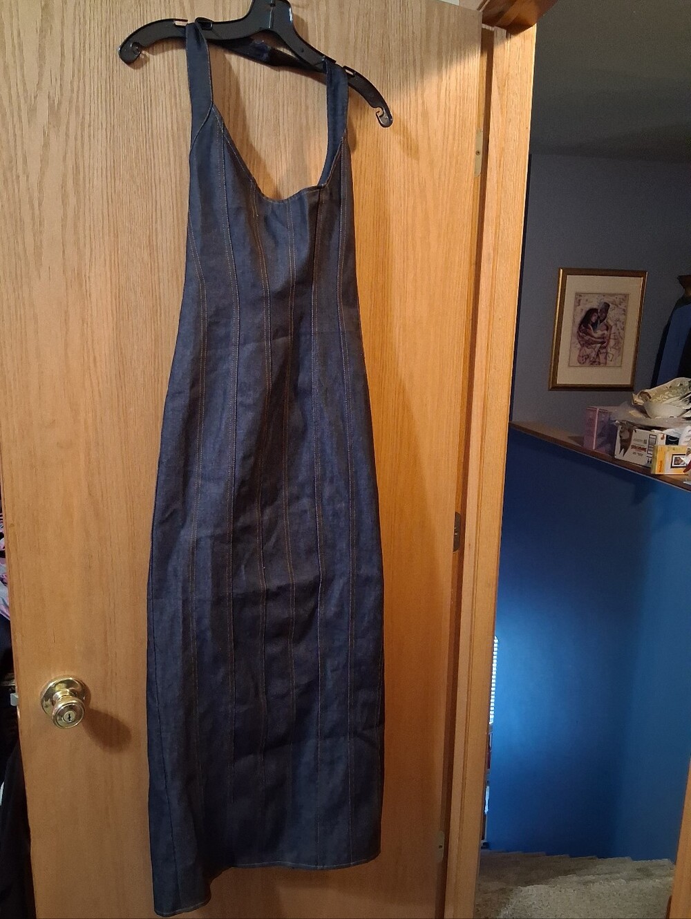 In My Heart denim halter Maxi Dress in Dark Indigo from White Fox Boutique.